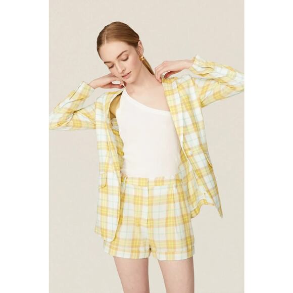 nwt RAG & BONE sz 14 Margot yellow plaid lightweight blazer - Picture 2 of 4
